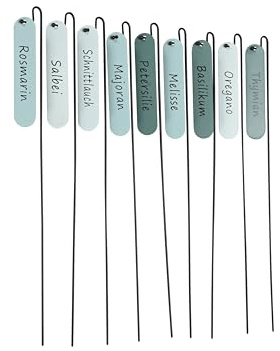 Kräuterstecker 9er Set grün türkis hängend Metall Pflanzstecker Pflanzschilder Beetstecker Höhe 30 cm, 9 Stück