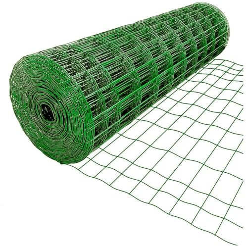 AC - Malla Metal Plastificado - Forma Cuadrada - Malla de Alambre - Valla De Jardín - Ideal para el jardín y Animales - 5 x 1 M - Color Verde