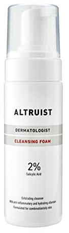 Altruist Dermatologist Cleansing Foam, 2% Salicyclic Acid - Exfoliating cleanser with anti-inflammatory and hydrating allantoin, formulated for combination/oily skin