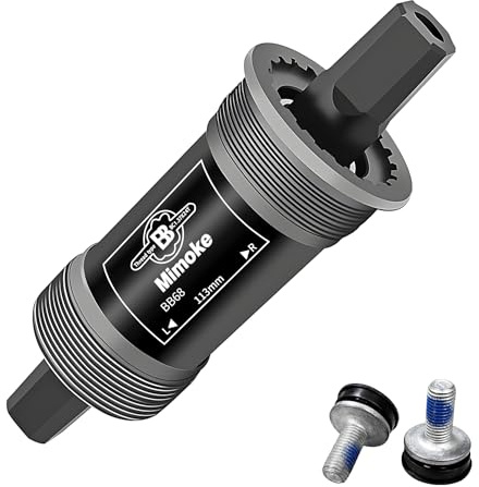 Mimoke Boîtier de pédalier de vélo 68 mm - Roulement intérieur BSA - Pièces de vélo à quatre trous pour cône carré - Manivelle broche (113 mm)