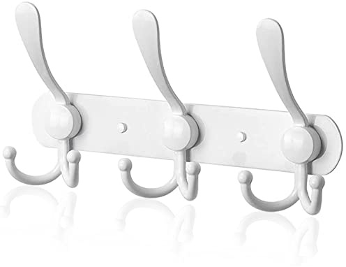 LYLIN Appendiabiti da Parete, Ganci Appendiabiti Attaccapanni da Muro in Acciaio Inox, Cappotto Asciugamano Gancio per Giacche, Cappotti, Cappelli, Sciarpe (Bianco, 9 Ganci,1Pcs)