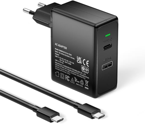 Basicvolt Chargeur USB C 65W Ordinateur Portable pour ASUS Zenbook Lenovo ThinkPad HP Acer Samsung Chromebook Chargeur PC USB C avec Port USB 5V 2A