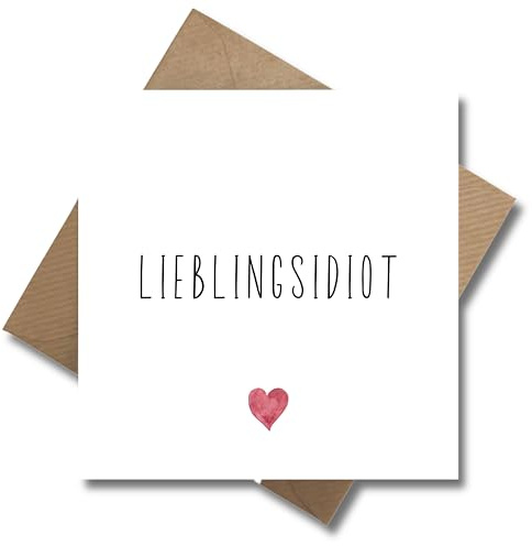 WBdesignz Geschenk Partner Geburtstagskarte mit Umschlag - Lieblingsidiot Beziehungskarte Geschenkkarte Partnerschaft Freundschaft (125 x 125 mm)