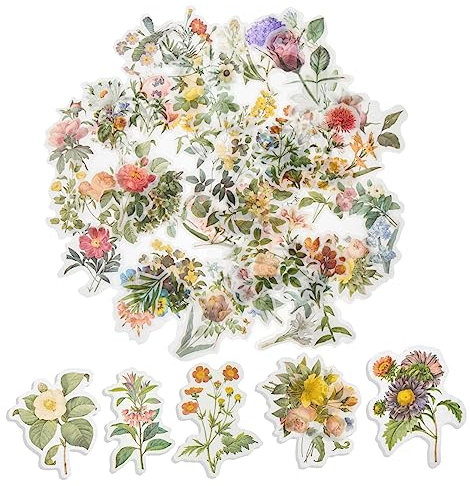 HOODANCOS 2sätze Blumenaufkleber Sticker Vintage Blumen Pflanzenaufkleber Scrapbookaufkleber Notizbuchaufkleber Diy-aufkleber Gartenaufkleber Retro-aufkleber