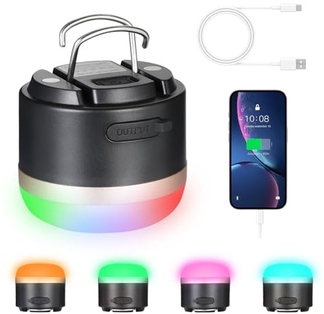Romon Lanterne De Camping,3600 Mah Lumière Ambiante Dégradée RGB, Lampe Led Rechargeable, Étanchéité IP65, Utilisable Pour Le Travail, La Chasse, La Pêche, La Randonnée, Les Urgences, Les Pannes