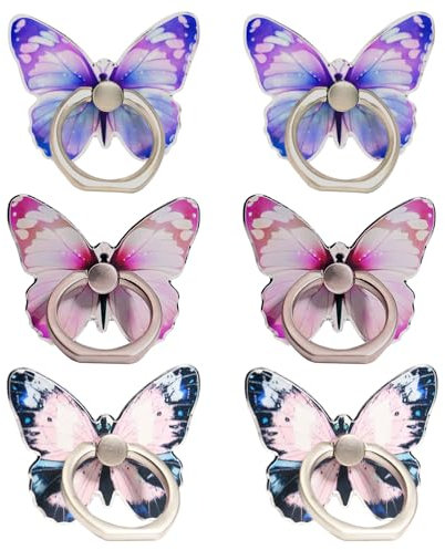 UILYNIU 6 Pezzi Supporto per Anello per Cellulare a Farfalla (Multicolore)