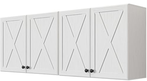 Furnaza Farmhouse Large Wall Cabinets - Upper Kitchen Laundry Wall Amount Storage Cabinets with Doors and Adjustable Shelves,in 30 Wx24 Hx12 Dx2Pcs