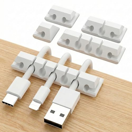 Kabelhalter, 1/2/3/5/7 Schlitze 5er-Pack Kabelmanagement Kabelhalter Selbstklebend Kabelschellen kabelklemmen Mehrzweck-Kabelorganizerset für Schreibtisch Computer PC USB-Ladekabel Home (Weiß)