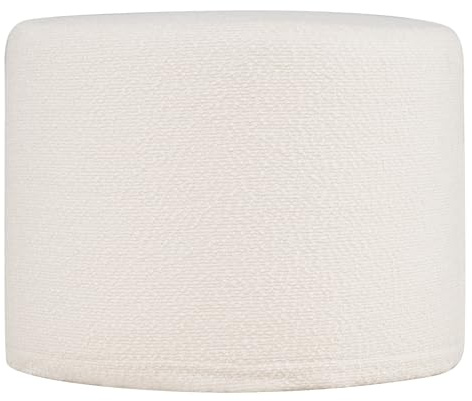 COSTWAY runde Ottomane 45 x 35 cm, Fußhocker mit Schaumstofffüllung & Loop-Garn-Stoff, Sitzhocker mit abnehmbarem Bezug, Flauschige Sitzpouf beige für Wohnzimmer, Schlafzimmer