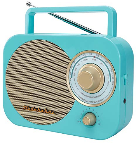 Studebaker SB2000TG Turquoise/Gold Retro Classic Portable AM/FM Radio with Aux Input Limited Edition