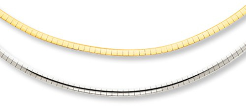 PRINS JEWELS 14 Karat / 585 Gold Beidseitig Zu Tragen Omega | Halsreif Zweifarbig Weißgold Gelbgold 45 cm. Damen