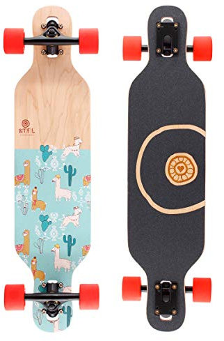 BTFL Longboard für Kinder ab 5 Jahren, Komplettboard mit ABEC 9 Kugellagern, Drop Through Cruiser, Skateboard für Anfänger & Fortgeschrittene, Freeride & Outdoor
