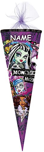 Schultüte - Monster High - 85 cm - eckig - incl. Name - Tüllabschluß - Zuckertüte - mit/ohne Kunststoff Spitze - Nestler - Mädchen - Vampire Puppen/Fr..