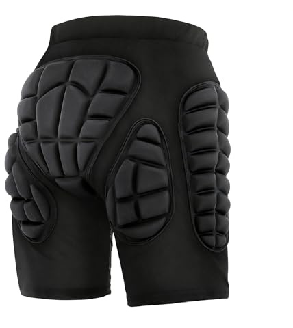 TOMSHOO Pantalones Cortos Acolchados 3D, Pantalones Cortos de Esquí, Protección Cadera para Esquí Patinaje Snowboard Hockey Patineta Deportes
