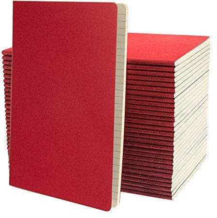 Simply Genius (30er-Pack) Reisetagebuch, Reise-Notizbuch-Set: Softcover-Tagebücher zum Einschreiben für Frauen, Tagebuch für Männer, Schreib-Tagebuch, liniert, 92 Seiten, liniert, 5,5 x 8,3, Rot