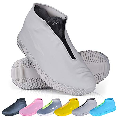 ydfagak Shoe Covers Waterproof Reusable Foldable Not-Slip Rain Shoe Covers with Zipper,Shoe Protectors Overshoes Rain Galoshes for Kids Men and Wome (Gray, M (Women 5.5-7.5, Men 5-6.5))