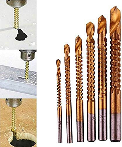 MEETOZZ 6pcs 3-8mm Titanium HSS Drill & Saw Bit Set Cutting Carpenter Wood Metal