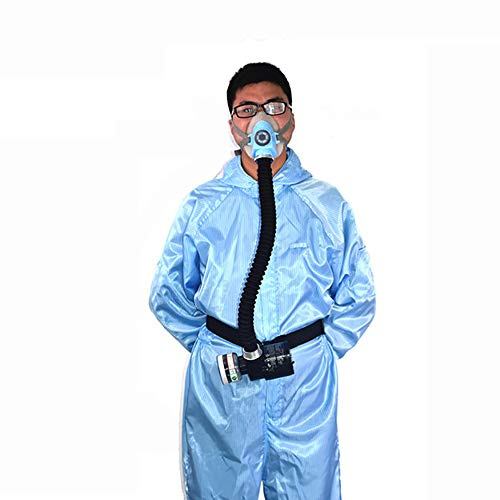 Toplionace Säkerhets Respirator Mask - Elektriskt Konstant Flöde Tillfört Luftmatad Halvmask Gasmask Portabelt Spray Målningsverktyg Andningsskyddssystem (Blå)
