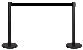 2-delat set FLEXIBARRIER personledningssystem avstängningsställ svart Ecoline- 2 m bälteslängd *svart*, spärrstativ, avstängningsband, avstängningsstolpar