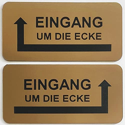Hinweisschild Eingang um die Ecke Pfeil Links Rechts Selbstklebend 3 Größen Gold (120x60mm Eingang Links)
