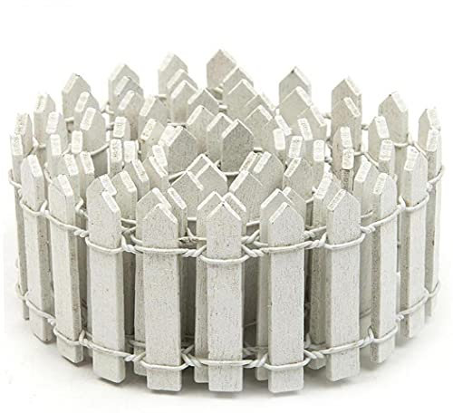 Ruluti Wood Fence Mini Small Barrier Wooden Craft Miniature Fairy Garden Micro Dollhouse Plant Pot Decor Paling Showcase Decoration White