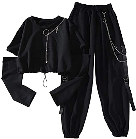 Tomwell Traingsanzug Damen Jogginganzug Zweiteiler Set Sportanzug Freizeitanzug Fitness Zipper Sweatshirt Lange Hose Streetwear Outfit Sport Bekleidungsset D1 Schwarz S