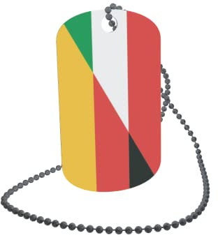 U24 Dog Tag Erkennungsmarke ID Tag an Kette Flagge Ungarn-Deutschland Alu 30 x 50 mm