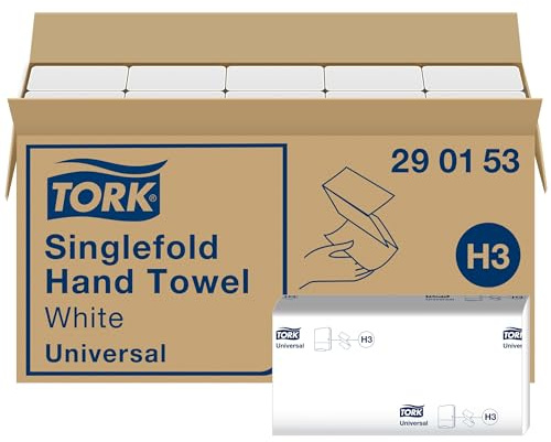 Tork Zickzack-Handtücher Weiß H3, Universal-Qualität, kosteneffizient, 15 × 300 Tücher, 290153