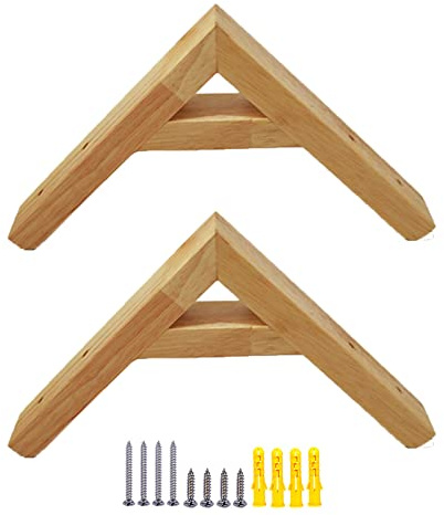 2 Stück Massivholz Regalhalterungen Wandkonsole L-Form Rechtwinklig Schwimmende Dekorative Regalträger, mit Schraube und Dübeln