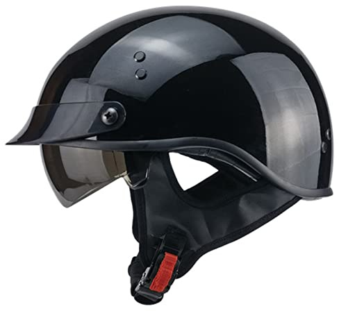 HZIH Portatile Jet Casco Scodella,Caschi da Moto Aperto,ECE Omologato retrò Motociclo Aperto Faccia Casco Donna Uomo Scooter Casco per Moto,Moto Mezzo Casco con Visiera Sole a Scomparsa C,L=59-60cm