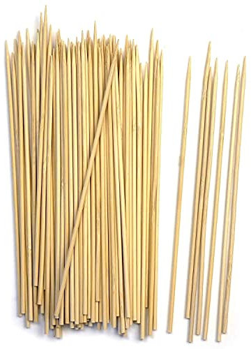 (Pack of 75) Natural Wooden Eco-Friendly Long Bamboo Wooden Skewers Sticks Shashlik Sticks for Marshmallow Smores Roasting Sticks Chocolate Fountain Kebab BBQ Fruit Candy Floss Buffet Party Cooking