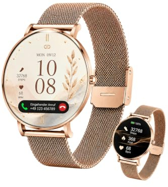 XCOAST SIONA 2 Damen Smartwatch Roségold – 1,3″ AMOLED, Elegante Fitnessuhr mit Herzfrequenz, Blutdruck & SPO₂, IP68 wasserdicht, 7 Tage Akku, Android & iOS