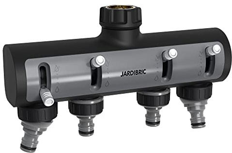 Jardibric - Sélecteur Arrosage 4 Voies 20x27 - Répartiteur Robinet M20x27 - Entrée Métal Gainée