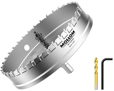 Mollom 6-1/4 (159mm) Hartmetall-Lochsäge Schwerlast mit 2 Zentrierbohrern | Industrielle Lochsägen zum Schneiden von Edelstahl, Baustahl, Eisen, Kupfer, Messing, Aluminium und Kunststoff
