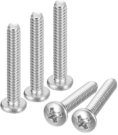 sourcing map 25 Stück #6-32x7/8 Linsenkopfschrauben mit Kreuzschlitz, Edelstahl 304 Maschinenschrauben, Vollgewinde Metallschrauben, Geräteschrauben, Flachkopfschrauben, für Möbel Maschinen