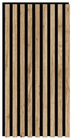 Leiste24 Panneau acoustique – Revêtement à lamelles – Revêtement mural – 800 x 400 mm – Feutre acoustique noir – Décor à lamelles chêne naturel