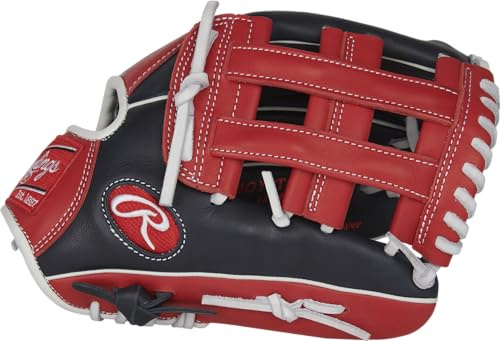 Rawlings Breakout Youth Pro Taper Baseball-Handschuh, Rechtshänder, 30,5 cm, Marineblau / Rot / Weiß