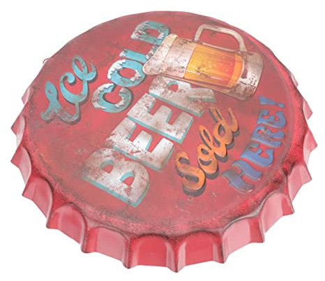 TOPBATHY Iron Beer Caps Wall Painting Decor for Home Bars and Dining Room Retro Wall Hanging Ornament 35cm