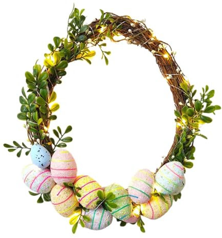 LATAFA Osterkranz, Ostertürkranz, Osterkränze für Haustür, Frühlingskranz Ornament, Osterdekorationen für Türkranz, Kranz für Wandfensterdekoration, Osterkranz für Wand, Tür