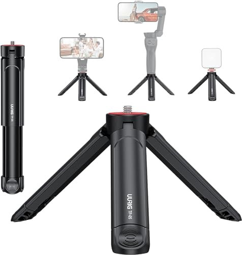 VIDIFY UURIG TP-05 Mini Tripod for DJI Pocket 3 Camera - Portable Selfie Stick Hand Grip Desktop Webcam Stand with 1/4 Screw Phone Holder and Vlog Light