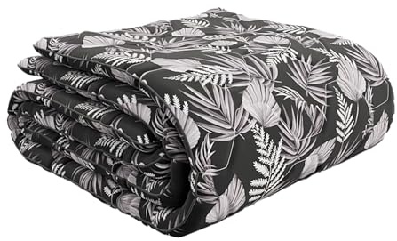 HappyBed - 140x220 cm - Waschbare Bettdecke ohne Bezug - Bedruckte Bettwäsche - Schwarze Blätter