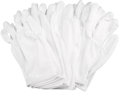 JCUIyon 12 Paar weiße Baumwollhandschuhe, Arbeitsschutzhandschuhe for die Wertschätzung, dünn und mittel, Reinigung, Gartenetikette(Size:20cm)