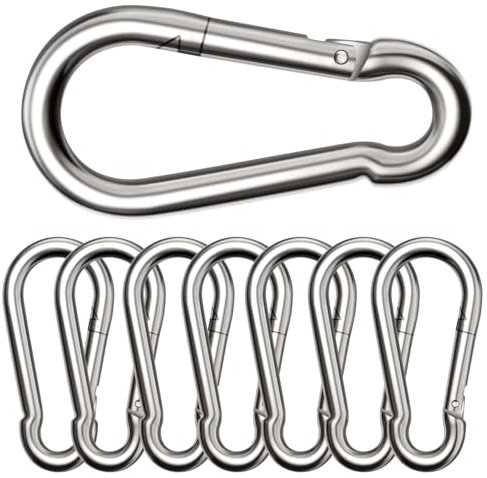 Boxcute 8 Stück Karabinerhaken Groß,φ8x80mm,Karabiner belastbar bis 300kg,verzinkt,Karabiner mit Federhaken,für Rucksack, Hundeleine, Camping, Reisen, Wandern etc