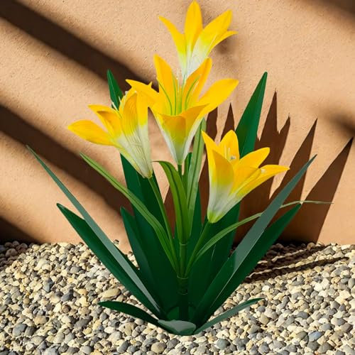 WYEIAHS Tequila Rustikale Skulptur Metall Agave Skulptur Gartenkunst Garten Pflanze Ornament Metall Agave Pflanze Dekor Garten Yard Agave Orament (Yellow Lily)