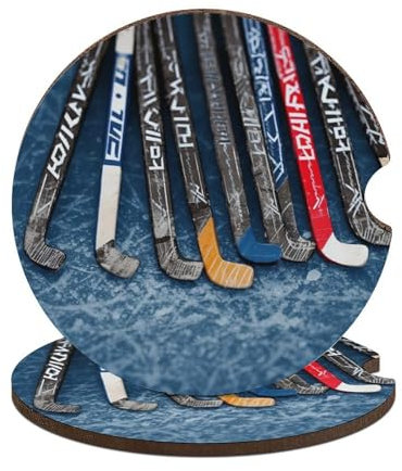 2 posavasos para coche, antideslizantes, absorbentes, palos de hockey sobre hielo, posavasos universales para portavasos de coche, accesorios con base de corcho de 2.6 pulgadas