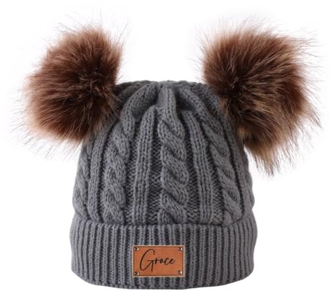 Personalisierte Wollmützen For Jungen Und Mädchen, Krempenlose Poo-Mütze For Kinder Mit Namen, Pom-Pom-Mützen, Warme Wintermütze For Kinder, Geschenk For Neugeborene, Baby-Wintermütze Aus Wolle