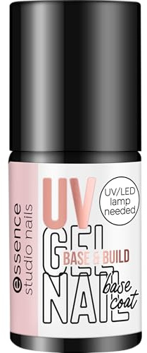 essence studio nails UV GEL NAIL BASE & BUILD base coat, Unterlack, Nr. 01, Nude, langanhaltend, natürlich, vegan, ohne Mikroplastikpartikel, ohne Konservierungsstoffe, ohne Alkohol, 1er Pack (5ml)