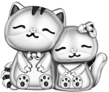 PANPOKI Charms Animaux Argent 925 – Panda, Chien, Chat, Éléphant, Papillon, Libellule | Perles Compatibles pour Bracelets et Colliers | Pochette Velours + Chiffon