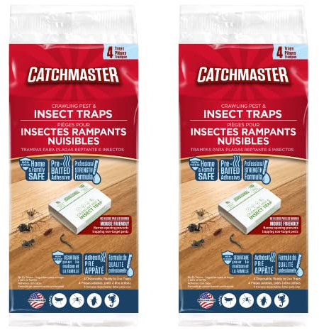 Catchmaster Universal skadedjur fälla för behovsbestämning och övervakning 8X – för silverfiskar, skrapning och spindlar (2 x 4-pack)