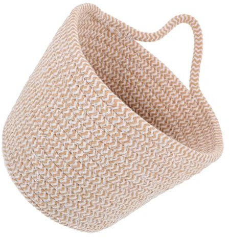 Vaguelly Hanging Cotton Rope Basket Organizer for Home Storage Stylish Desktop Sundries Holder Space-saving Design for Plants Toys and Essentials